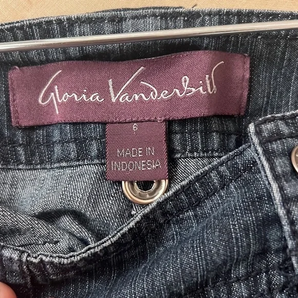 Gloria Vanderbilt Capri Dark Wash Minimal Bling Sz 6  Draw String Cuff POCKETS - Picture 6 of 7